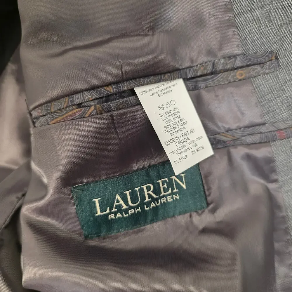 Lauren Ralph Lauren Wool Blazer Charcoal Gray Two Button Made in Canada Size 50R